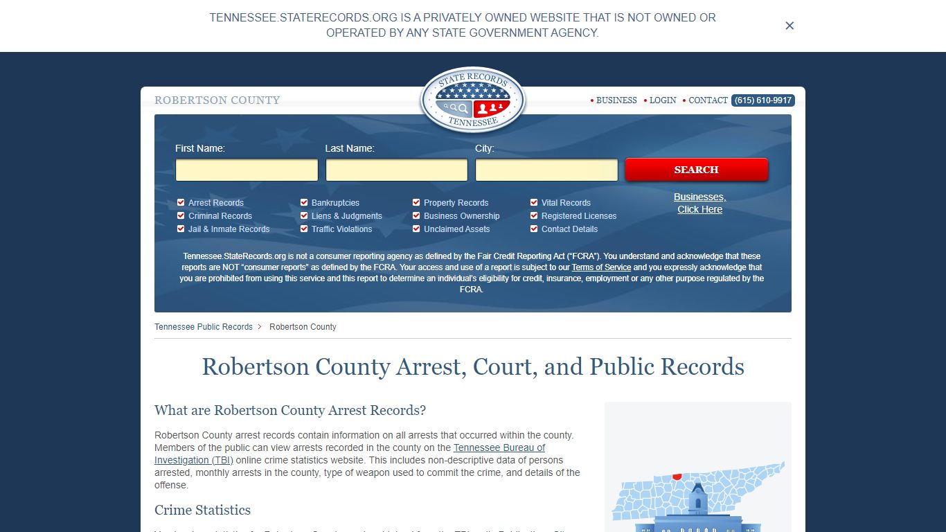 Robertson County Arrest, Court, and Public Records